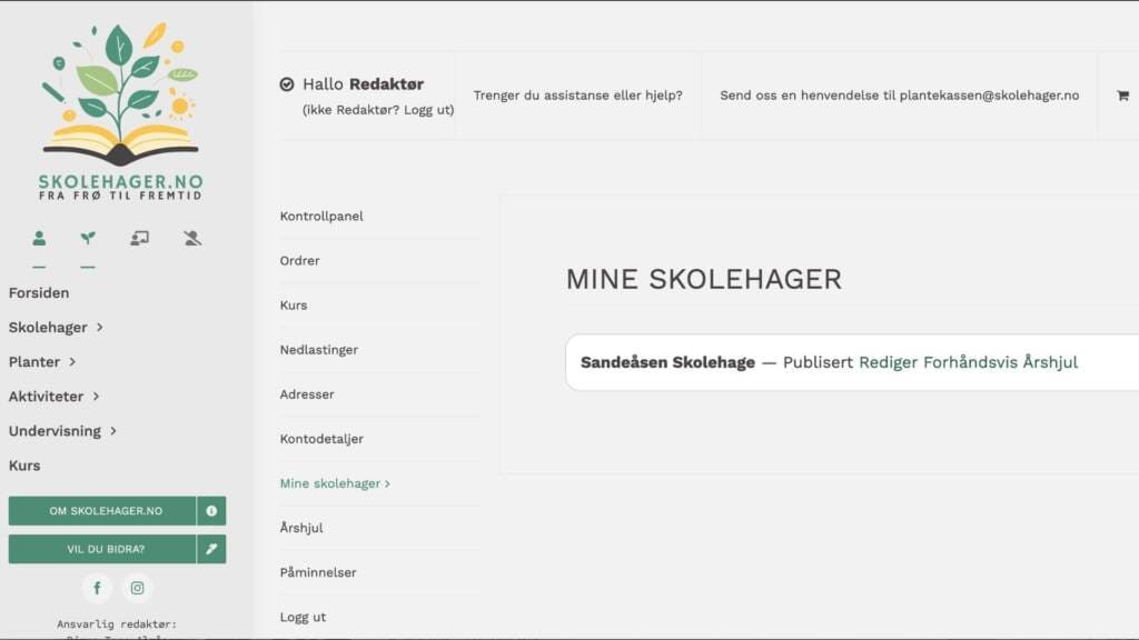 Publisert skolehage i Mine skolehager med valg for å redigere.