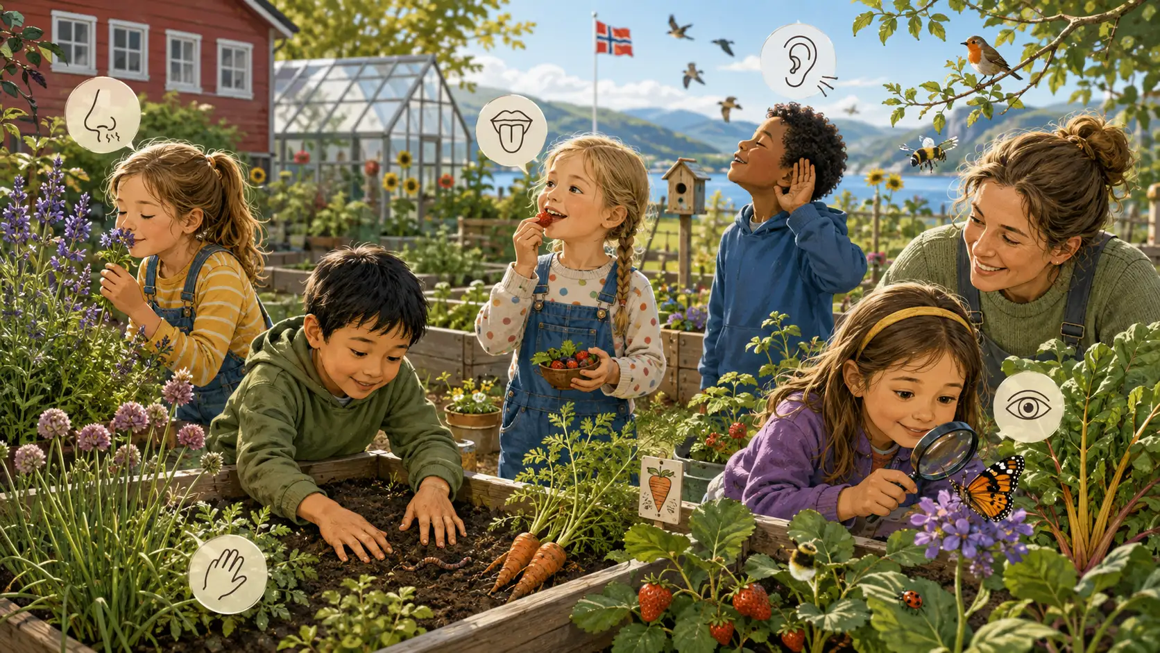 De 5 sansene i skolehagen
